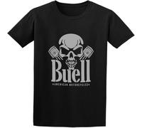 MISS LILLY Buell American Motorcycles Skull Piston Men's Retro T-Shirt Black XL