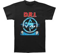 MISS LILLY D.R.I. Men' Crossover T-Shirt Casual Graphic Comfortable Tees Black L