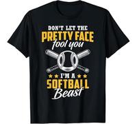 MISS LILLY Don't Let The Pretty Face Fool You - I'm A Softball Beast T-Shirt Black S