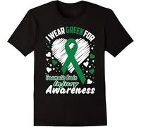 MISS LILLY Men Funny T Shirt Cool Tshirt I Wear Green for Traumatic Brain Injury Awareness T-Shirt Black L