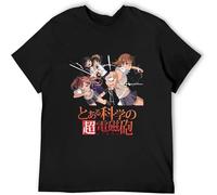 MISS LILLY Toaru Kagaku No Railgun T-Shirt Printed Anime Misaka Mikoto T Shirt Cotton Tshirt Comic Men Black L