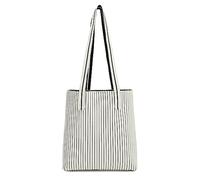 Miss Lulu Bolso Tote de Rayas, Bolsa de Hombro para Portátil, Asa Larga Superior, Bolso de Mano Grande, Regalo para Trabajo, School Universidad, Viaje, Compras (Beige)
