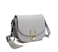 Miss Lulu Bolso Bandolera Mujer Pequeño y Elegante de PU con Bolsillos y Cremallera, Bolso Cruzado Cómodo para Uso Diario, Universidad, Oficina y Viaje - Gris