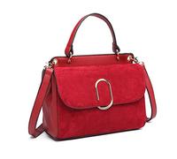 Miss Lulu Bolso bandolera para mujer en ante y PU, elegante bolso de hombro con hebilla metálica cuadrada, práctico bolso de solapa