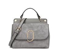 Miss Lulu Bolso bandolera para mujer en ante y PU, elegante bolso de hombro con hebilla metálica cuadrada, práctico bolso de solapa