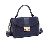 Miss Lulu Bolso bandolera para mujer en ante y PU, elegante bolso de hombro con hebilla metálica cuadrada, práctico bolso de solapa