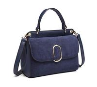 Miss Lulu Bolso bandolera para mujer en ante y PU, elegante bolso de hombro con hebilla metálica cuadrada, práctico bolso de solapa