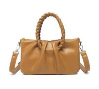 Miss Lulu Bolso Cruzado de Cuero de Poliuretano con Correa Adjustable y Descartable Pequeño Bolso con Mango Tejido (marrón)