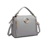 Miss Lulu E1851 GY, Bolsos de Mano para Mujer, Grey, 9.8 x 4.3 x 8.7 Inches