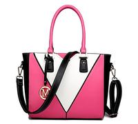 Miss Lulu Bolso de mano para mujer en forma de V, bandolera de cuero PU multicolor, elegante bolso de hombro tipo tote
