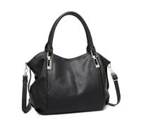Miss Lulu - Bolso de mujer grande con correa ajustable, Tote Bag impermeable de piel sintética, bolso bandolera mujer para uso diario y viaje, Negro, Utilidad