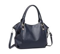Miss Lulu - Bolso de mujer grande con correa ajustable, Tote Bag impermeable de piel sintética, bolso bandolera mujer para uso diario y viaje, Azul marino, Utilidad