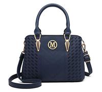 Miss Lulu Bolso de Mano para Mujer Elegante Bolso de Compras con Asa Superior Cuero Sintética, Azul