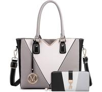 Miss Lulu Bolso Tote Mujer con Bandolera en Piel PU | Forma en V,Multicolor para Adolescente,Ideal para Trabajo Universidad o Fiesta