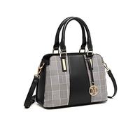 Miss Lulu Bolsos de Mano Mujer Rayas Retro Bolsos Cruzados Elegante Puntadas Bolsa de Hombro Cuero de Imitación (Negro)