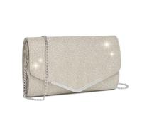 Miss Lulu Bolsos fiesta elegantes con cadena，Bolsos de mano mujer brillantes con efecto perlado,Clutch fiesta perfecto para bodas,cenas y fiestas