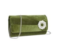 Miss Lulu Bolsos fiesta mujer de lujo para noche y eventos-Bolsos de mano mujer de PU gamuzado con cadena brillante-Decoración con cristales redondos
