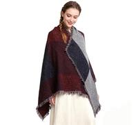 Miss Lulu Bufanda grande de tartán para mujer Otoño/Invierno larga con flecos, suave y cálida Estilo británico Bufanda elegante de invierno