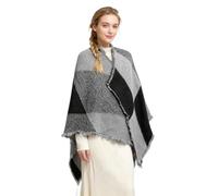 Miss Lulu Bufanda grande de tartán para mujer Otoño/Invierno larga con flecos, suave y cálida Estilo británico Bufanda elegante de invierno