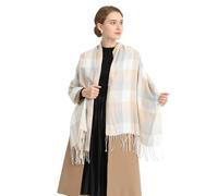 Miss Lulu Bufanda Mujer Invierno Caliente Mantas Cozy Pashmina Chal Grande Larga Tartán Enrejado Mantón (Beige)
