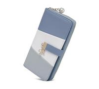 Miss Lulu Cartera para Mujer de PU Larga,Diseño Práctico para Portar Dinero,Monedas y Tarjetas en Tu Vida Cotidiana Azul+Gris