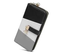 Miss Lulu Cartera para Mujer de PU Larga,Diseño Práctico para Portar Dinero,Monedas y Tarjetas en Tu Vida Cotidiana Negro+Gris