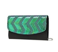 Miss Lulu Bolso de Mano pequeño para Mujer con Lentejuelas Brillantes, Estampado Vintage a Rayas, Bolso de Noche con Cadena Plateada