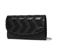 Miss Lulu Bolso de mano pequeño para mujer con lentejuelas brillantes, estampado vintage a rayas, bolso de noche con cadena plateada