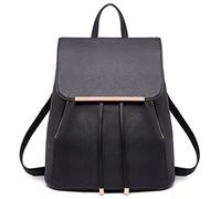Miss Lulu Mochila Mujer Bolso Bandolera Daypack Casual Elegante Moda Cuero PU, Negro