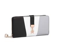 Miss Lulu Monedero Mujer, Tri Color Largo Cartera Embrague con 12 Ranuras, Cartera de señora de Cuero Muy Suave, Cartera Larga