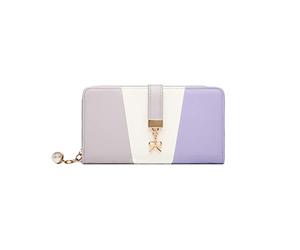 Miss Lulu Monedero Mujer, Tri Color Largo Cartera Embrague con 12 Ranuras, Cartera de señora de Cuero Muy Suave, Cartera Larga