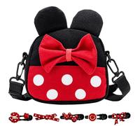Miss Melody - Bolsa para el pelo de Mickey Mouse con 5 pinzas para el pelo, mini bolsa ligera para excursiones de un día, diseño de Minnie Mouse de Disney, ideal para el uso diario