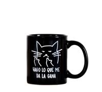 Miss Miserable - taza para desayuno original con mensaje Gato macarra negro de cerámica - regalos originales