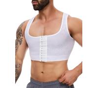 MISS MOLY Shapewear - Corsé de compresión para hombre, sin mangas, cintura elástica, moldeador de cuerpo, chaleco moldeador, Blanco, L
