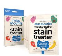 Miss Mouth's Messy Eater - Toallitas para tratamiento de manchas, paquete de 5 unidades, productos esenciales para recién nacidos y bebés, sin limpieza en seco, grasa, café, ropa interior, tela