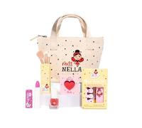 Miss Nella Juego de maquillaje y esmalte de uñas para niñas pequeñas, hipoalergénico, dermatológicamente probado, no tóxico, bolsa de cosméticos de lona, segura y divertida (niña femenina)
