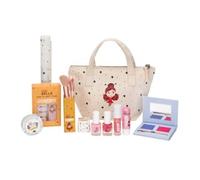 Miss Nella Kit de maquillaje y esmalte de uñas para niñas pequeñas, hipoalergénico, dermatológicamente probado, no tóxico, bolsa de cosméticos de lona, seguro y divertido (It's My Party Blue)