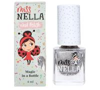 Miss Nella SHOOTING STAR- Esmalte de uñas especial plateado metalizada con brillantina para niños, con fórmula despegable, a base de agua y sin olor