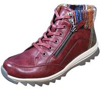 Miss Shoes Botines de doble cremallera con forro cálido y puño de punto colorido, Borgoña, 39.5 EU