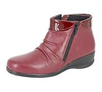 Miss Shoes Botines ligeros de cuero suave y fruncido con cremalleras laterales gemelas, Burgundy, 38 EU