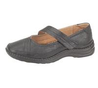 Miss Shoes Mary Jane de piel extra ancho EEE Fit para mujer con correa de cierre táctil, Black, 39 EU