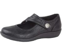 Miss Shoes Zapatos de barra extra anchos EE Fit con cierre táctil, Black, 36 EU