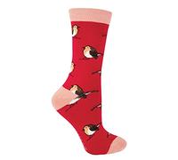 Miss Sparrow - Calcetines transpirables de bambú suave para mujer, petirrojos, 4-8