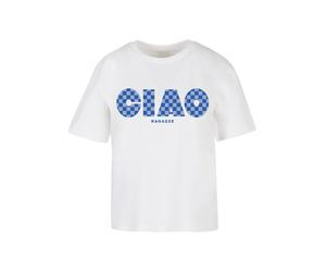 Miss Tee Camiseta 'Ciao Ragazze' azul / azul ahumado / blanco XXXL azul / azul ahumado / blanco