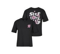 Miss Tee Camiseta para Mujer Self Love Club tee Casual con Estampado en la Espalda, Corte Regular, Camiseta Estampada, Negro, XL