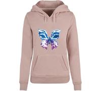 Miss Tee MST055-Chromed Butterfly Hoody Hooded Sweatshirt, Duskrose, XS Women's