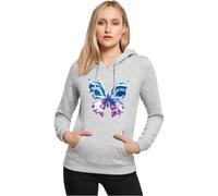 Miss Tee MST055-Chromed Butterfly Hoody Hooded Sweatshirt, Heather Grey, XXXL Women's