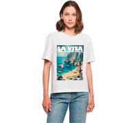 Miss Tee Mst119-vita Mediterranea tee Camiseta, Blanco, XL Mujeres