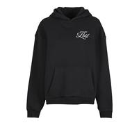 Miss Tee MST216-Lost Flowers Ladies Fluffy Hoody Hooded Sweatshirt, Black, L Women's