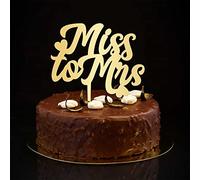 Miss To Mrs - Decoración para tarta de boda Mr And Mrs, silueta dorada personalizada para playa, novia y novio, decoración para tartas de boda, despedida de soltera, regalos de despedida de soltera, 6